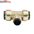 GutenTop High Quality Quick Connector Lead Free Brass Push Fit Equal Tee bite type brass fittings